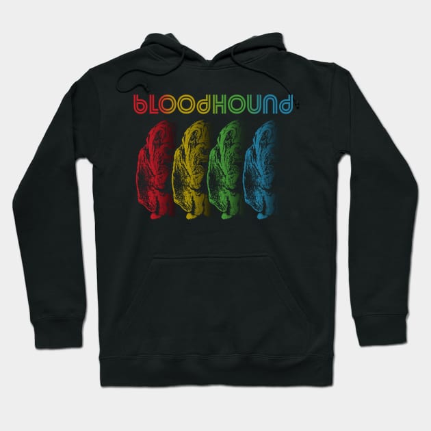 Cool Retro Groovy Bloodhound Dog Hoodie by Madfido